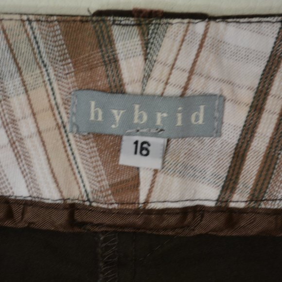 HYBRID Size 16 Womens Dark BROWN Stretch COTTON Blend‎ Long BERMUDA Knee SHORTS - Picture 2 of 6